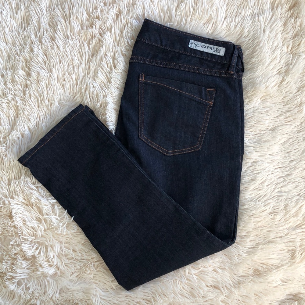 Express Jeans Dark Wash Cropped Jean Leggings